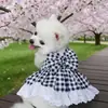 Falda para Mascota con Arnés Integrado, Falda a Cuadros Estilo JK con Arnés y Correa para Pasear Perros y Gatos, Ropa tipo Chaleco