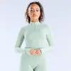 Chamarra Yuyan Dfvne de Media Cremallera Sin Costuras Top de Yoga Fitness Chaqueta Deportiva para Correr al Aire Libre Otoño e Invierno