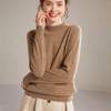 Suéter Gola Alta Meia-Calça 100% Caxemira Feminino Pulôver Estilo Básico 23 Outono e Inverno Novo Suéter de Tricô Solto para Usar por Baixo