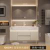 Baño Combinación de Gabinete de Baño Estilo Crema Pizarra Cerámica Lavabo Integrado de Termocurvado Inodoro Lavado