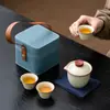 Juego de Té de Viaje Horno Ru Una Tetera Tres Tazas Conveniente al Aire Libre Cerámica Taza Express Actividades de Negocios Regalo de Acompañamiento Logo
