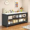 Nuevo estante de almacenamiento de cocina para uso doméstico, gabinete de almacenamiento a prueba de polvo de pie integrado, aparador multifuncional con puerta corrediza y panel de roca