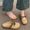 Mules versátiles de verano tipo Mary Jane de punta cerrada para mujer, Nuevas 2025, Pantuflas planas sin cordones con suelas suaves