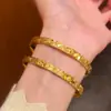 Pulsera de Venta Caliente en Transmisión en Vivo Pulsera de Hielo Triturado de Tres Caras CNC Pulsera de Buena Suerte Dorada Brillante Pulsera de Hielo Triturado Atrae-Riqueza Bucle Cerrado