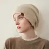 Gorro de Cachemira para Mujer 100% Cachemira Pura Versátil Casual Simple Moda Color Sólido Tejido Gorro Térmico