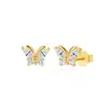 Brincos Pequenos de Tarraxa com Borboleta de Latão, Estrela do Mar e Pedras Strass Embutidas Estilo Coreano Design de Nicho Versátil Simples Joia para Orelha para Mulheres
