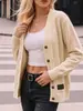 Cárdigan grueso de punto para mujer con bolsillos, diseño de botones acanalados, estilo casual, versátil para el uso diario, nuevo modelo 2026