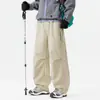 Calça Casual Estilo Americano Workwear Esportes ao Ar Livre Três Provas Tática Estilo Funcional Bolso com Zíper Lateral Calça Longa de Corte Reto