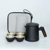 Juego de té de viaje portátil para camping al aire libre, taza exprés, una tetera y cuatro tazas para beber té, equipo para hacer té