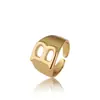 Joyería europea y americana moda creativa anillo de 26 letras inglesas dorado apertura ajustable anillo de temperamento para dama