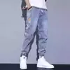 Jeans de Trabajo de Marca de Moda para Hombre Primavera y Otoño Nuevos Pantalones Acortados Sueltos Pantalones Largos Casuales Harlan