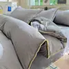 Conjunto de Quatro Peças de Colcha de Algodão Puro Tingido em Fio de Algodão Lavado Classe A Xadrez Listrado Cama Lençóis Colcha Capa de Edredom Conjunto de Três Peças Capa de Edredom Dormitório Estudantil