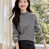 Tejido Jacquard de Cuello Alto Medio para Mujer Otoño e Invierno 2025 Nuevo Suéter Interior Tejido Grueso para Base