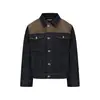 Chaqueta de mezclilla estilo granero para primavera y otoño, patchwork de gamuza con costuras de contraste, abrigo de mezclilla color original, chaqueta de hombro normal, top de moda
