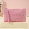 Bolsa de maquiagem com estampa de bolinhas fresca e simples para mulheres, versão coreana, necessaire com zíper espesso, bolsa portátil para armazenamento de cosméticos de viagem