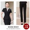 Traje Elegante de Manga Curta Novo Estilo para Mulheres, Corte Slim, Roupa Formal Profissional, Recepção de Hotel, Roupas de Trabalho para Funcionários de Joalheria