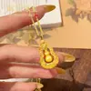 Popular en Xiaohongshu, mismo estilo que el de la tienda dorada, cobre ecológico, exquisita y de alta gama cadena para la clavícula, deslumbrante collar de calabaza hueca dorada