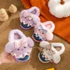 Pantuflas de algodón para niños para otoño e invierno, antideslizantes para interiores, unisex, diseño de conejo de dibujos animados, adecuadas para bebés y niños, cálidas y cómodas