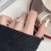 Anillo Sencillo de Perla Francés, Anillo Abierto Ajustable Personalizado, Circonita Micro-pavimentada, Anillo de Moda de Nicho que No se Desvanece