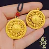 Colgante de Cinco Bendiciones Chapado en Oro con Brújula de Ocho Tesoros y Símbolo de Fortuna, Collar del Dios de la Riqueza Amarillo para Mujer, Artículo Versátil de Lujo Ligero, Popular en Transmisiones en Vivo