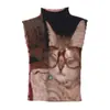 Top de Verão Feminino Novo Retro Europeu e Americano Ins com Gola Alta Estampa Waffle Camiseta de Manga Curta com Peixe Koi Oriental Atacado