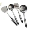 Chef de Hotel Cocinando Utensilios de Cocina de Acero Inoxidable Cuchara para Gachas Casera Cuchara para Arroz Tenedor para Carne Juego de Seis Espátulas Sartén Antiadherente