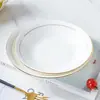 Estilo Luxo Leve Prato de Cerâmica Phnom Penh Jingdezhen Branco Puro Prato de Cerâmica Doméstico Prato Fundo para Sopa Prato de Porcelana Óssea