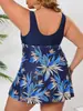 Comercio Transfronterizo Trajes de Baño Tallas Grandes con Estampado Floral Tankini, Traje de Baño Estilo Falda para Disimular el Vientre, Más Vendido en Aliexpress