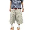 Shorts Casuais de Trabalho da Marca Trendy Scoundrel de Rua Americano com Múltiplos Bolsos para Homens Verão Soltos de Comprimento Médio Calças Trendy de Cinco Pontos