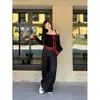 Conjunto Rojo de Año Nuevo con Camiseta de Hombros Descubiertos con Lazo de Retazos para Mujer, Camiseta Base de Invierno de Hombros Descubiertos con Top Corto Debajo