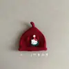 Chapéu de Lã Tricotado Vermelho de Ano Novo para Bebê para Outono e Inverno, Quente e à Prova de Vento, para Meninos e Meninas, Bebês e Crianças Pequenas, Chapéu de Ano Novo