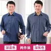Camisas de Algodón y Lino Finas de Verano para Hombres de Mediana Edad y Mayores, Camisas de Papá de Manga Larga, Camisas Sueltas de Talla Grande para Negocios Casual