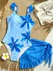 Roupa de Banho Infantil Transfronteiriça Maiô Feminino Peça Única Conjunto de Duas Peças Estampado Alças de Renda Crianças de Tamanho Médio e Grande Moda Praia para Bebês