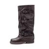 Botas con Hebilla de Cinturón de Suela Gruesa, Puntera Cuadrada Redonda, Plisadas para Mujer, Nuevas, Dulces, Frescas, Chica Caliente, Apilables, Botas de Pantalón, Botas de Caballero para Mujer