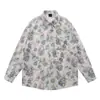 Marca de Tendencia Americana Vintage de Gama Alta Estilo Hong Kong Diseño Floral Jacquard Camisa de Manga Larga para Hombre Holgada Perezosa Otoño