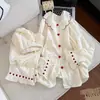 Dulce pijama estilo princesa con sujetador incorporado, de manga larga, adecuado para primavera y otoño, con cuello de muñeca, encaje en forma de corazón y un diseño lindo, perfecto como un cómodo conjunto de ropa de estar en casa