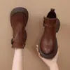 Botines gruesos estilo Martin para mujer, nueva colección otoño/invierno 2026, estilo británico, adecuados para mujeres menudas, retro y versátiles, punta redonda, forrados de peluche, botines cortos