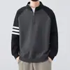 Sudadera con media cremallera para niños en primavera y otoño Marca de moda americana Holgada Juvenil Cuello alto Tops con paneles Chaquetas casuales