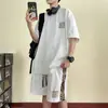 Traje de Oso de Tendencia Nacional para Hombre, Shorts de Manga Corta de Verano para Jóvenes, Atuendo Deportivo Casual Fresco y Atractivo, Estilo Moderno para Hombre