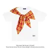 2025 Nuevo Estilo Americano de Nicho Camiseta de Manga Corta con Correa de Cuadros y Lazo para Mujer Verano Versátil Casual Top de Moda Ins
