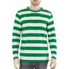 Sudaderas a Rayas de Contraste de Color Clásico 2025 para Hombre Manga Larga Impresión 3D Color Diario Casual Cuello Redondo Camisa