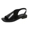 Sandalias casuales planas tipo slip-on de talla grande para mujer, modelo nuevo 2026 de comercio exterior, tacón cuadrado, puntera cuadrada, estilo romano