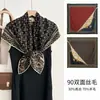 Pañuelo Cuadrado de Seda, Bufanda de Lana, Pañuelo Pequeño de Seda, Bufanda Triangular Corta de Cachemira de Alto Gama Estilo Coreano Nuevo para Otoño e Invierno para Mujer