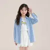 Tutu Elefantito Ropa Infantil Camisa Rayada para Niños 2026 Verano Nuevo Estilo Camisa de Manga Larga con Cuello Solapa para Niñas Chaqueta Rayada