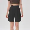 Pantalones Cortos de Traje para Mujer Estilo Nuevo para Primavera y Verano, Holgados de Cintura Alta Línea A Adelgazantes de Pierna Ancha Casual de Cinco Puntos, Pantalones de Trabajo de Pierna Recta