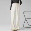 Pantalones de maternidad para otoño e invierno, nuevos pantalones de pierna ancha de cintura alta que soportan el vientre, pantalones largos suaves y fluidos que ocultan la grasa corporal, son adelgazantes y se adaptan a la forma de la pierna sin apretar
