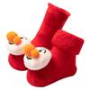 Calcetines de Otoño e Invierno para Bebé, Calcetines Antideslizantes para Recién Nacidos con Puntos, Calcetines Rojos de Piso para Bebé de un Mes, Engrosados y Cálidos