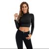 Camisa Básica de Gola Semi-alta para Comércio Exterior Feminina Manga Longa Curta Justa Slim Roupa Íntima 2024 Novo Outono e Inverno Cropped