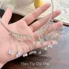Glow PlateadoCollar tipo gargantilla de plata con borla de gota de agua estilo coreano y diamantes brillantes para mujer, exquisito, de lujo ligero, alta gama, versátil