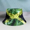 Chapéu de pescador com estampa digital transfronteiriça para homens e mulheres, chapéu bucket com proteção solar da bandeira da Jamaica, chapéu da moda hip-hop dupla face